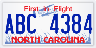 NC license plate ABC4384