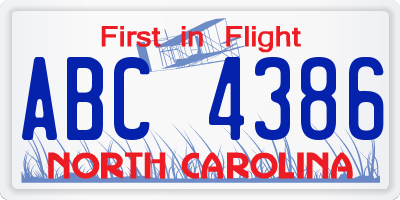 NC license plate ABC4386