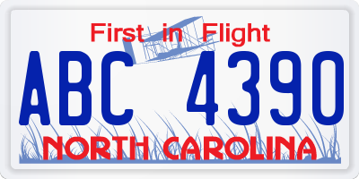 NC license plate ABC4390