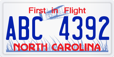 NC license plate ABC4392