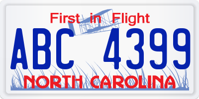 NC license plate ABC4399
