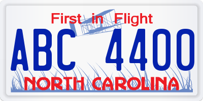 NC license plate ABC4400