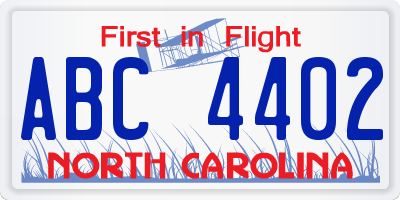 NC license plate ABC4402