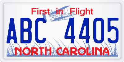 NC license plate ABC4405