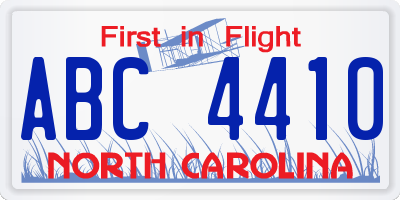 NC license plate ABC4410