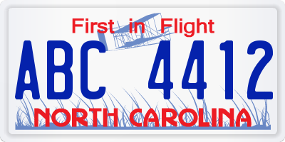 NC license plate ABC4412