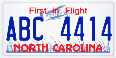 NC license plate ABC4414