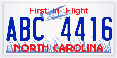 NC license plate ABC4416
