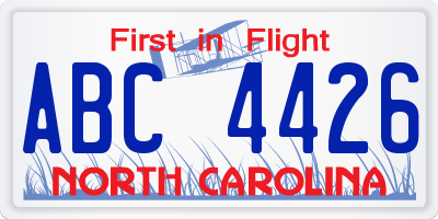 NC license plate ABC4426