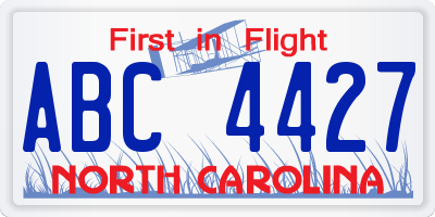 NC license plate ABC4427