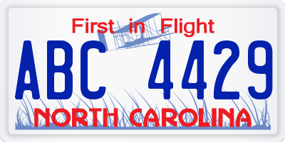 NC license plate ABC4429