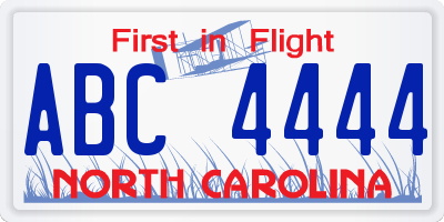NC license plate ABC4444