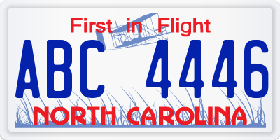 NC license plate ABC4446