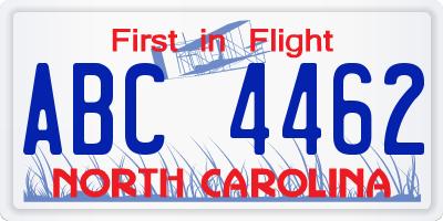 NC license plate ABC4462