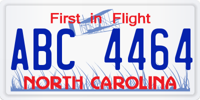 NC license plate ABC4464
