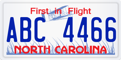 NC license plate ABC4466