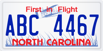 NC license plate ABC4467