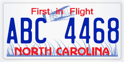 NC license plate ABC4468