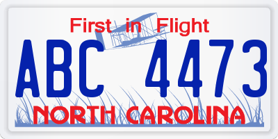 NC license plate ABC4473