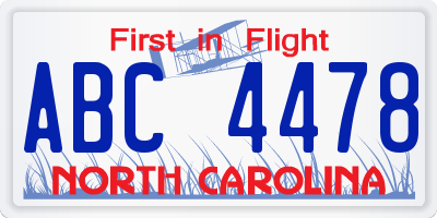 NC license plate ABC4478