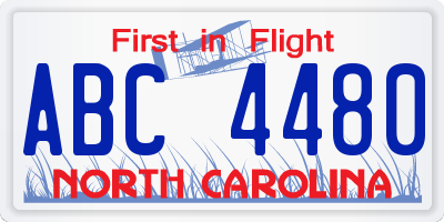 NC license plate ABC4480