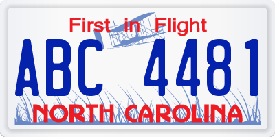 NC license plate ABC4481