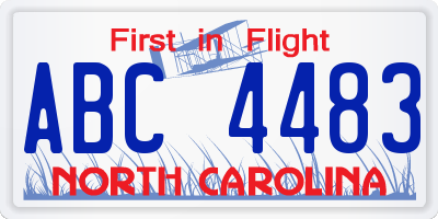 NC license plate ABC4483