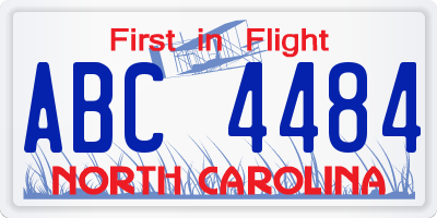 NC license plate ABC4484