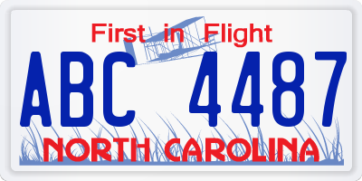 NC license plate ABC4487