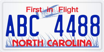 NC license plate ABC4488