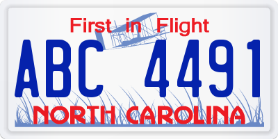 NC license plate ABC4491