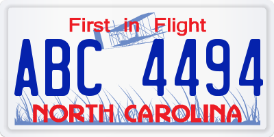 NC license plate ABC4494