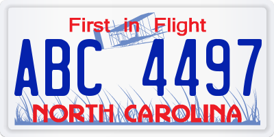 NC license plate ABC4497