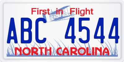 NC license plate ABC4544