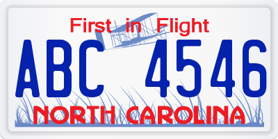 NC license plate ABC4546
