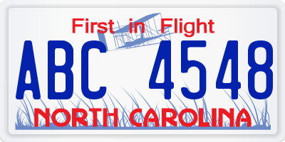 NC license plate ABC4548