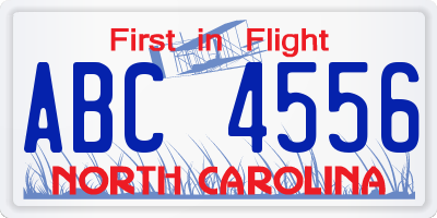 NC license plate ABC4556