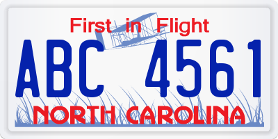 NC license plate ABC4561