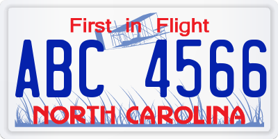 NC license plate ABC4566