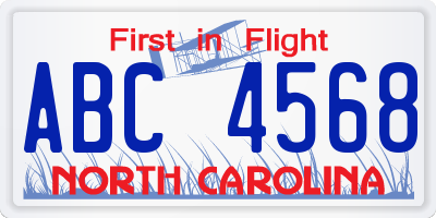 NC license plate ABC4568