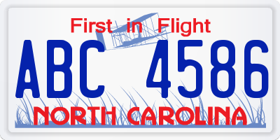 NC license plate ABC4586