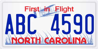 NC license plate ABC4590