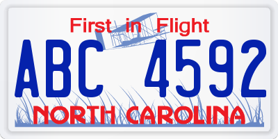 NC license plate ABC4592