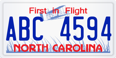 NC license plate ABC4594