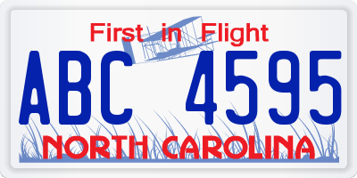 NC license plate ABC4595