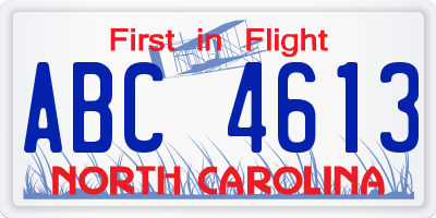 NC license plate ABC4613