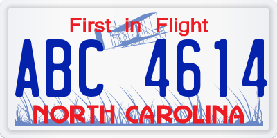 NC license plate ABC4614