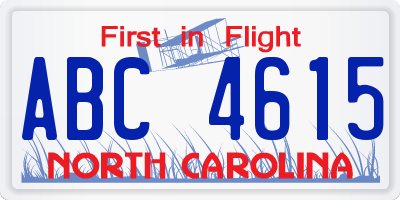 NC license plate ABC4615