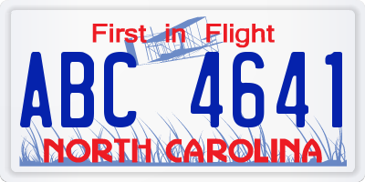 NC license plate ABC4641