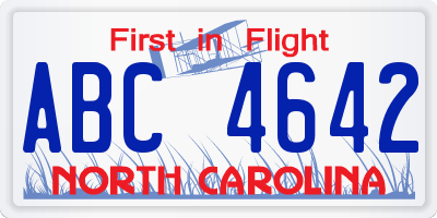 NC license plate ABC4642
